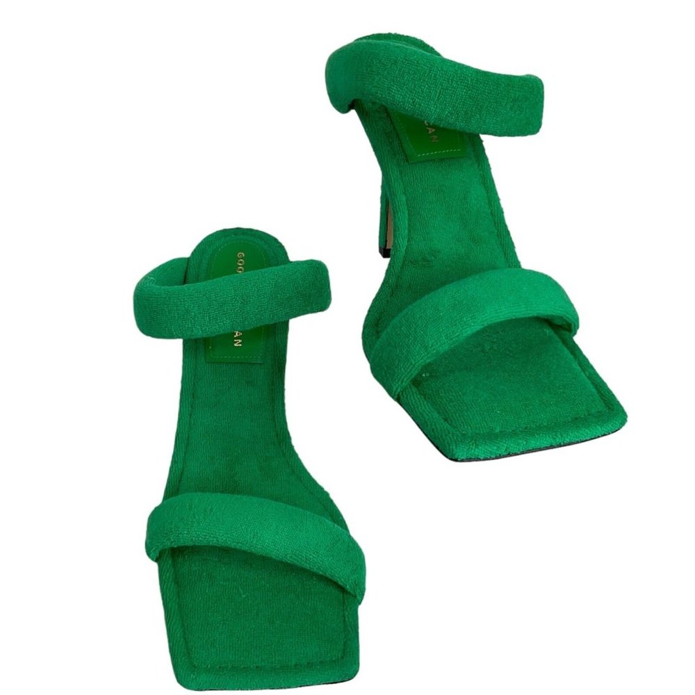 Good American Shoes Womens Size 9 Green Terry Cloth Heels Stilleto $260 Nwb - Picture 2 of 12